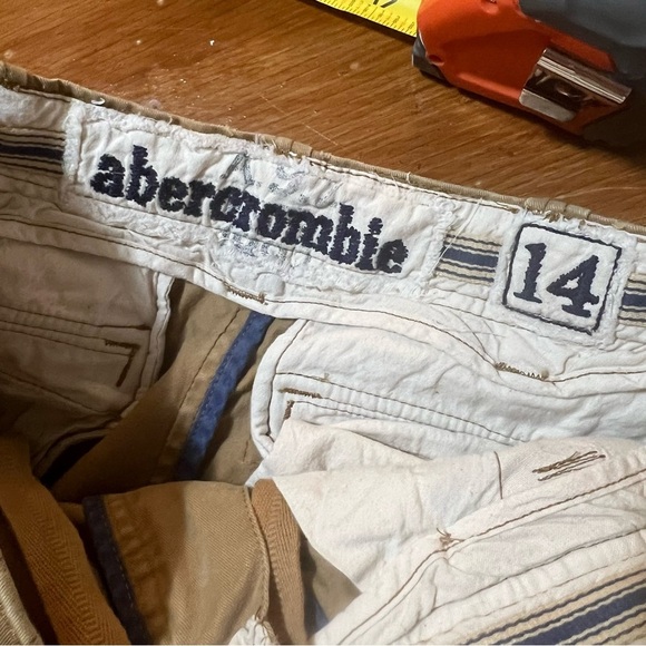 Vintage Abercrombie Fitch Y2K Pants Khaki Tan Cargo Military Skater Baggy Sz 14 - Picture 2 of 14